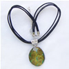 17-inch Lampwork Necklace, Wax Cord & Lampwork Pendant With Metal Alloy Set 43x35x10mm Length:17inch Sold by Bag