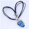 17-inch Lampwork Necklace, Wax Cord & Lampwork Pendant With Metal Alloy Set 39x48x9mm Length:17inch Sold by Bag