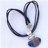 17-inch Lampwork Necklace, Wax Cord & Lampwork Pendant With Metal Alloy Set 42x29x9mm Length:17inch Sold by Bag