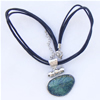 17-inch Lampwork Necklace, Wax Cord & Lampwork Pendant With Metal Alloy Set 31x43x9mm Length:17inch Sold by Bag
