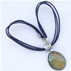 17-inch Lampwork Necklace, Wax Cord & Lampwork Pendant With Metal Alloy Set 35x43x10mm Length:17inch Sold by Bag