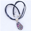 17-inch Lampwork Necklace, Wax Cord & Lampwork Pendant With Metal Alloy Set 25x36x9mm Length:17inch Sold by Bag