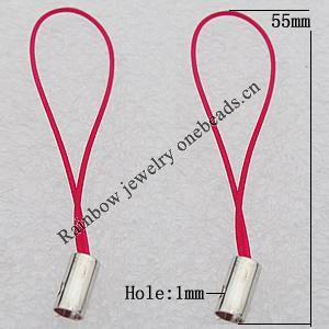 55mm Mobile Telephone or Key Chain Jewelry Cord with Copper cap, Hole:1mm Sold by Bag