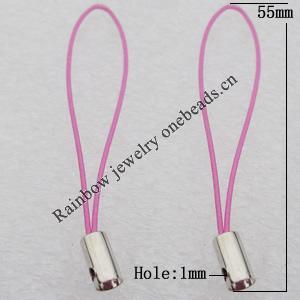 55mm Mobile Telephone or Key Chain Jewelry Cord with Copper cap, Hole:1mm Sold by Bag