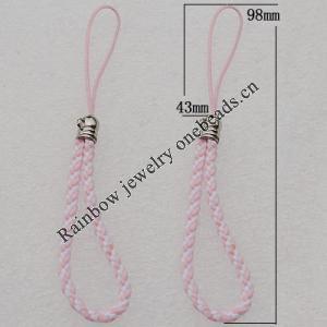 98mm Mobile Telephone or Key Chain Jewelry Cord with Copper cap, Hole:2mm Sold by Bag