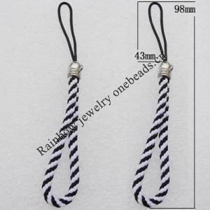 98mm Mobile Telephone or Key Chain Jewelry Cord with Copper cap, Hole:2mm Sold by Bag