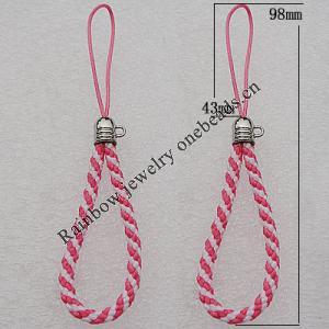 98mm Mobile Telephone or Key Chain Jewelry Cord with Copper cap, Hole:2mm Sold by Bag