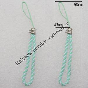 98mm Mobile Telephone or Key Chain Jewelry Cord with Copper cap, Hole:2mm Sold by Bag98mm Mobile Telephone or Key Chain 