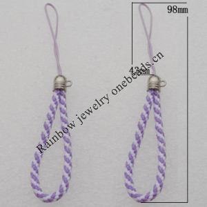 98mm Mobile Telephone or Key Chain Jewelry Cord with Copper cap, Hole:2mm Sold by Bag