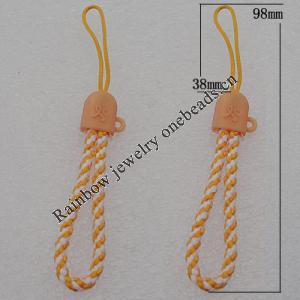 98mm Mobile Telephone or Key Chain Jewelry Cord with Copper cap, Hole:2mm Sold by Bag