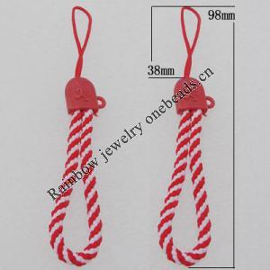 98mm Mobile Telephone or Key Chain Jewelry Cord with Copper cap, Hole:2mm Sold by Bag