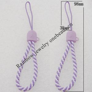 98mm Mobile Telephone or Key Chain Jewelry Cord with Copper cap, Hole:2mm Sold by Bag