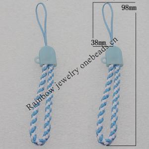 98mm Mobile Telephone or Key Chain Jewelry Cord with Copper cap, Hole:2mm Sold by Bag