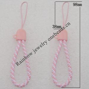 98mm Mobile Telephone or Key Chain Jewelry Cord with Copper cap, Hole:2mm Sold by Bag