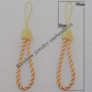 98mm Mobile Telephone or Key Chain Jewelry Cord with Copper cap, Hole:2mm Sold by Bag