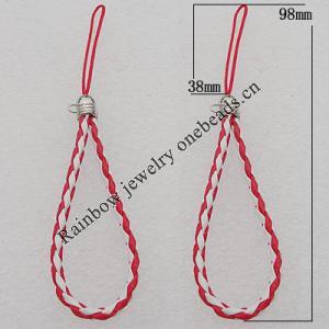 98mm Mobile Telephone or Key Chain Jewelry Cord with Copper cap, Hole:2mm Sold by Bag