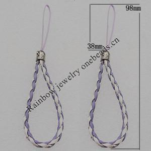 98mm Mobile Telephone or Key Chain Jewelry Cord with Copper cap, Hole:2mm Sold by Bag