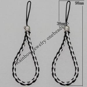 98mm Mobile Telephone or Key Chain Jewelry Cord with Copper cap, Hole:2mm Sold by Bag