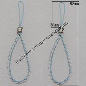 98mm Mobile Telephone or Key Chain Jewelry Cord with Copper cap, Hole:2mm Sold by Bag