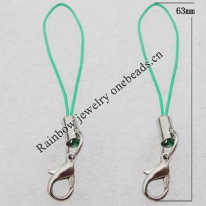 63mm Mobile Telephone or Key Chain Jewelry Cord with Iron cap, Sold by Bag