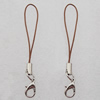 63mm Mobile Telephone or Key Chain Jewelry Cord with Iron cap, Sold by Bag