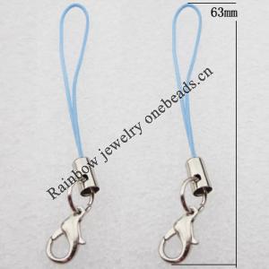 63mm Mobile Telephone or Key Chain Jewelry Cord with Iron cap, Sold by Bag