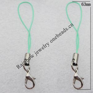 63mm Mobile Telephone or Key Chain Jewelry Cord with Iron cap, Sold by Bag