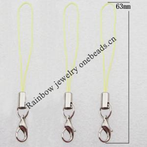 63mm Mobile Telephone or Key Chain Jewelry Cord with Iron cap, Sold by Bag