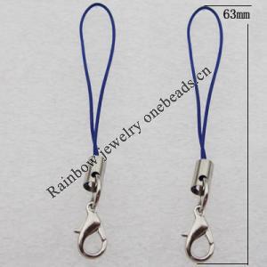 63mm Mobile Telephone or Key Chain Jewelry Cord with Iron cap, Sold by Bag