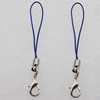 63mm Mobile Telephone or Key Chain Jewelry Cord with Iron cap, Sold by Bag