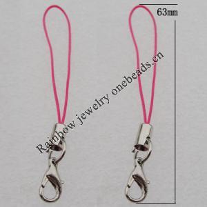 63mm Mobile Telephone or Key Chain Jewelry Cord with Iron cap, Sold by Bag