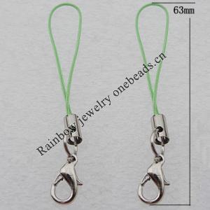 63mm Mobile Telephone or Key Chain Jewelry Cord with Iron cap, Sold by Bag