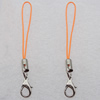 63mm Mobile Telephone or Key Chain Jewelry Cord with Iron cap, Sold by Bag