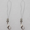 63mm Mobile Telephone or Key Chain Jewelry Cord with Iron cap, Sold by Bag