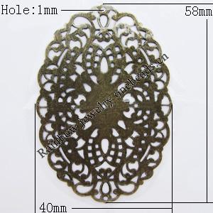 Iron Jewelry finding Connectors/links Pb-free, 40x58mm Hole:1mm, Sold by Bag