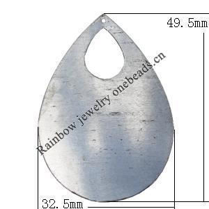Iron Jewelry finding Pendant Lead-free, Teardrop O:49.5x32.5mm I:15x10mm Hole:1mm, Sold by Bag