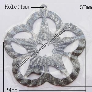 Iron Jewelry finding Pendant Lead-free, Flower 37x34mm Hole:17mm, Sold by Bag