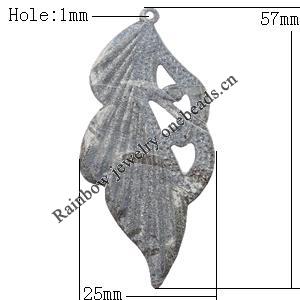 Iron Jewelry finding Pendant Lead-free, Leaf 57x25mm Hole:1mm, Sold by Bag