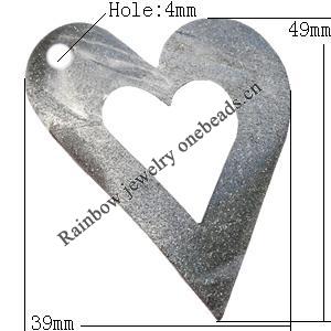 Iron Jewelry finding Pendant Lead-free, Heart O:49x39mm I:20x19mm Hole:4mm, Sold by Bag