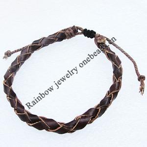 7.1 Inch Cowhide (Cowskin) with waxed cotton Bracelet Sold by Group 