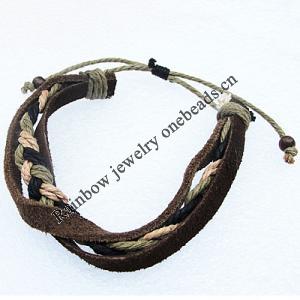 7.1 Inch Cowhide (Cowskin) with waxed cotton Bracelet Sold by Group 