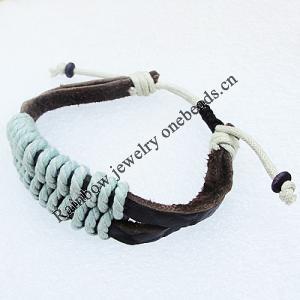 7.1 Inch Cowhide (Cowskin) with waxed cotton Bracelet Sold by Group 