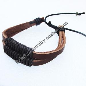 7.1 Inch Cowhide (Cowskin) with waxed cotton Bracelet Sold by Group 