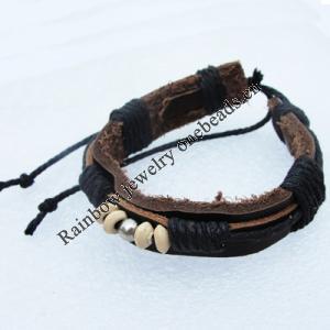 7.1 Inch Cowhide (Cowskin) with waxed cotton Bracelet Sold by Group 