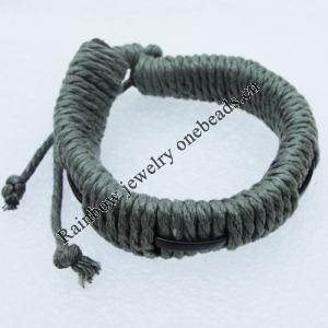 7.1 Inch Cowhide (Cowskin) with waxed cotton Bracelet Sold by Group 