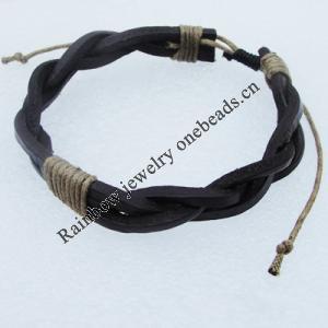 7.1 Inch Cowhide (Cowskin) with waxed cotton Bracelet Sold by Group 