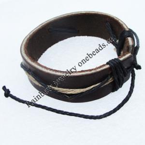 7.1 Inch Cowhide (Cowskin) with waxed cotton Bracelet Sold by Bag 