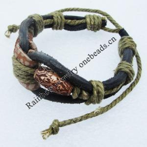 7.1 Inch Cowhide (Cowskin) with waxed cotton Bracelet Sold by Bag 