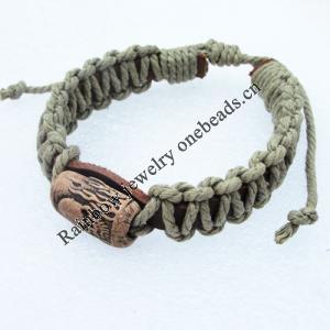 7.1 Inch Cowhide (Cowskin) with waxed cotton & Jewelry Beads Bracelet Sold by Bag 