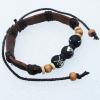 7.1 Inch Cowhide (Cowskin) with waxed cotton & Jewelry Beads Bracelet Sold by Bag 